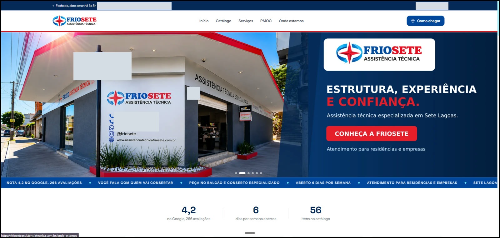 Site, loja e sistema: FrioSete